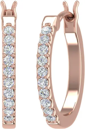 1/10 Carat Diamond Ladies Small Hoop Earrings in 10K Gold