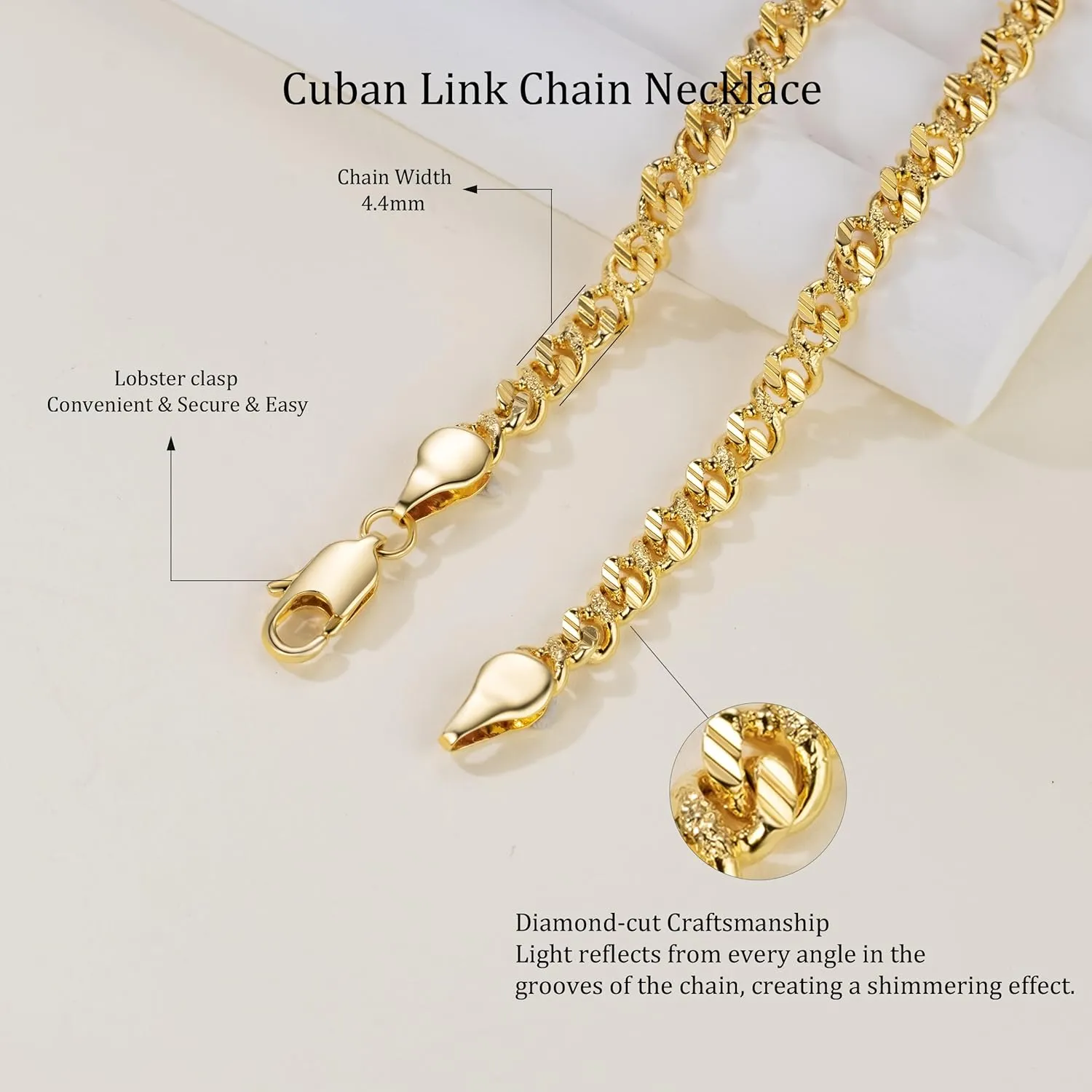 14K Gold Necklaces for Women Diamond Cut Golden Cuban Link Chain for Men Cuban Link Chain for Womens Engraved Patterns Chunky Gold Necklace for Women Non Tarnish 16-24IN