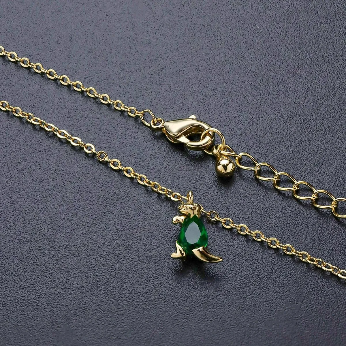 14K Gold Plated Cubic Zirconia Dinosaur Necklace for Women, Animal Gold Pendant Necklace Dainty Crystal Layered Necklace Chain Birthday Gift Jewelry