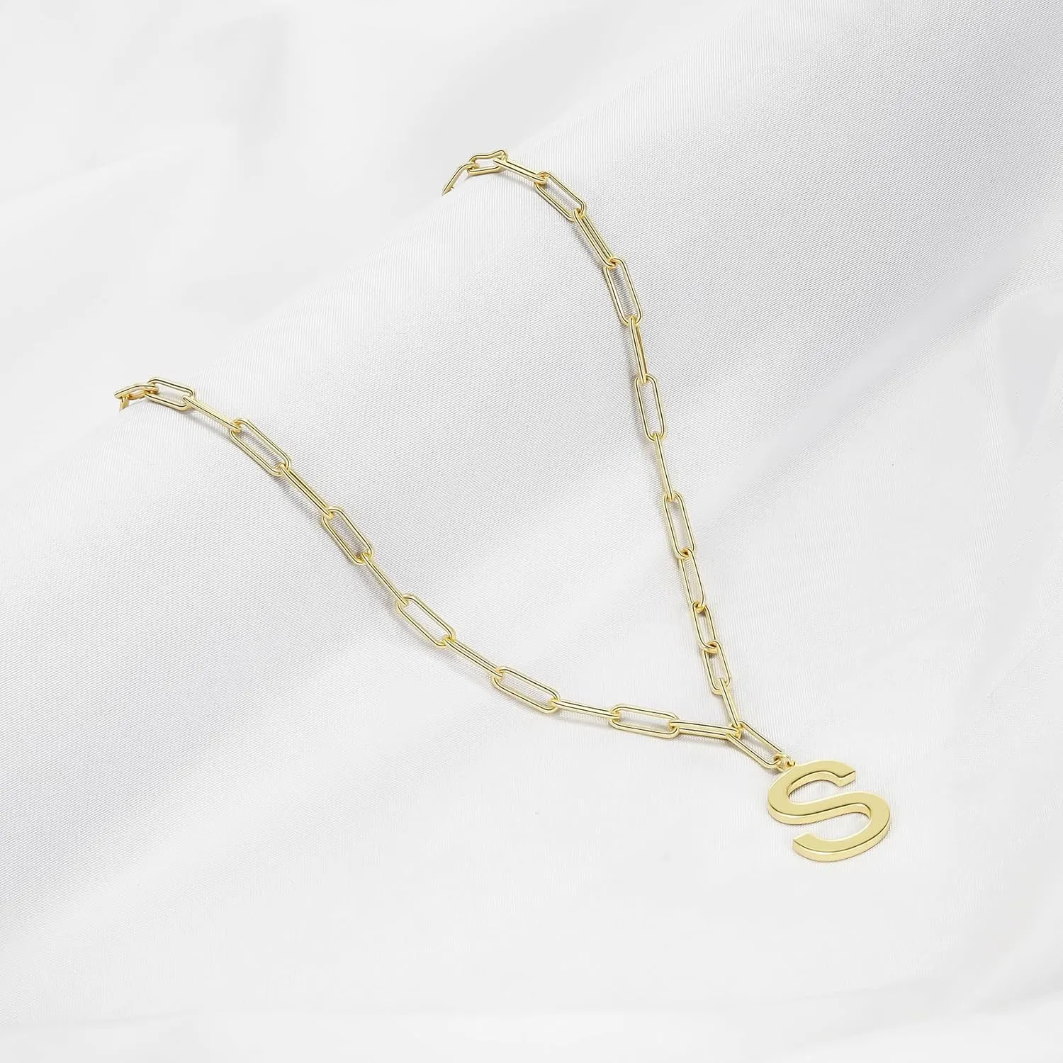 14K Gold Plated Letter Necklaces for Women Trendy Personalized A-Z Initial Pendant Chain Choker Jewelry