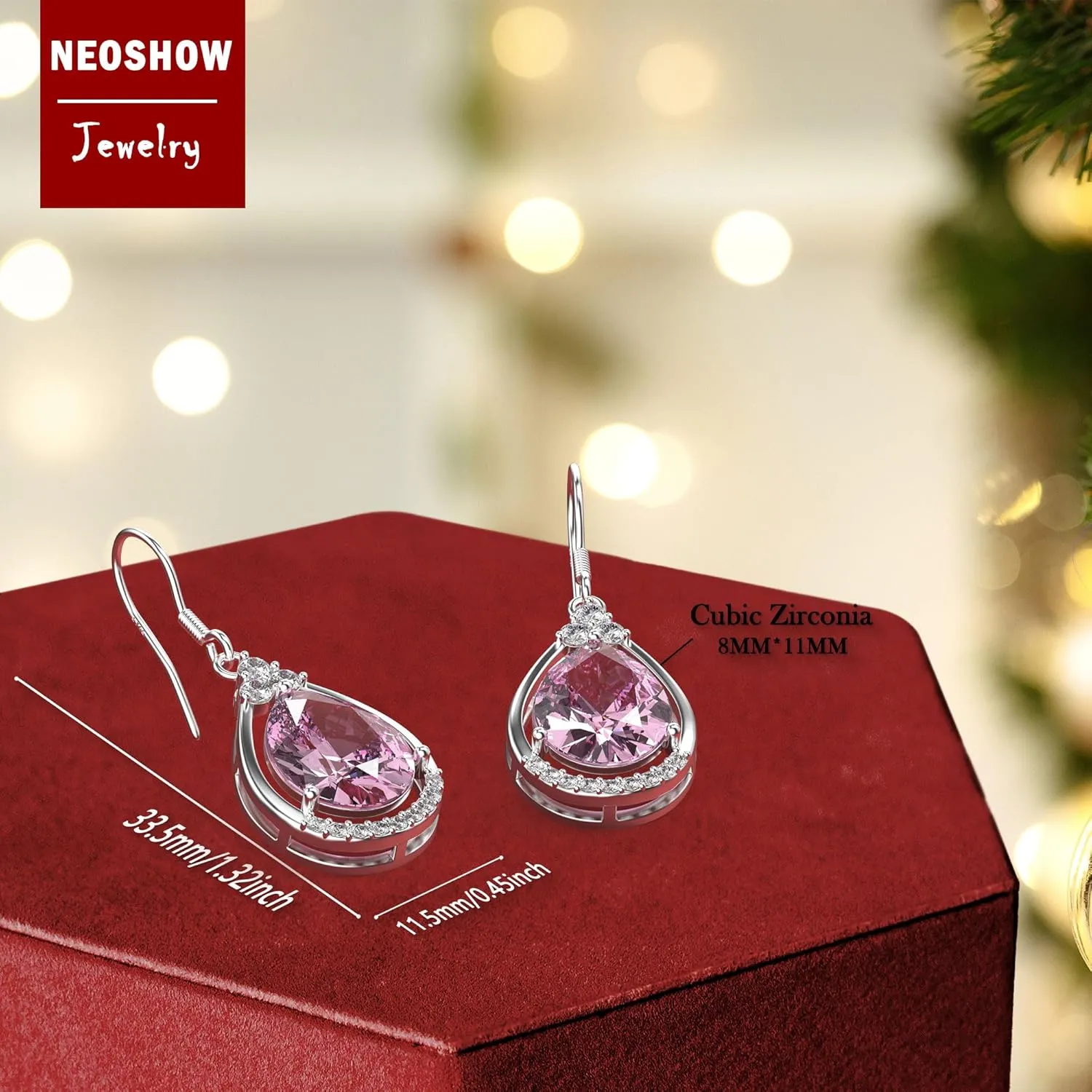 18K White Gold Plated Sterling Silver Teardrop Cubic Zirconia Drop Dangle Earrings for Women Pear Cut CZ Diamond Dangle Earrings Hypoallergenic Jewelry