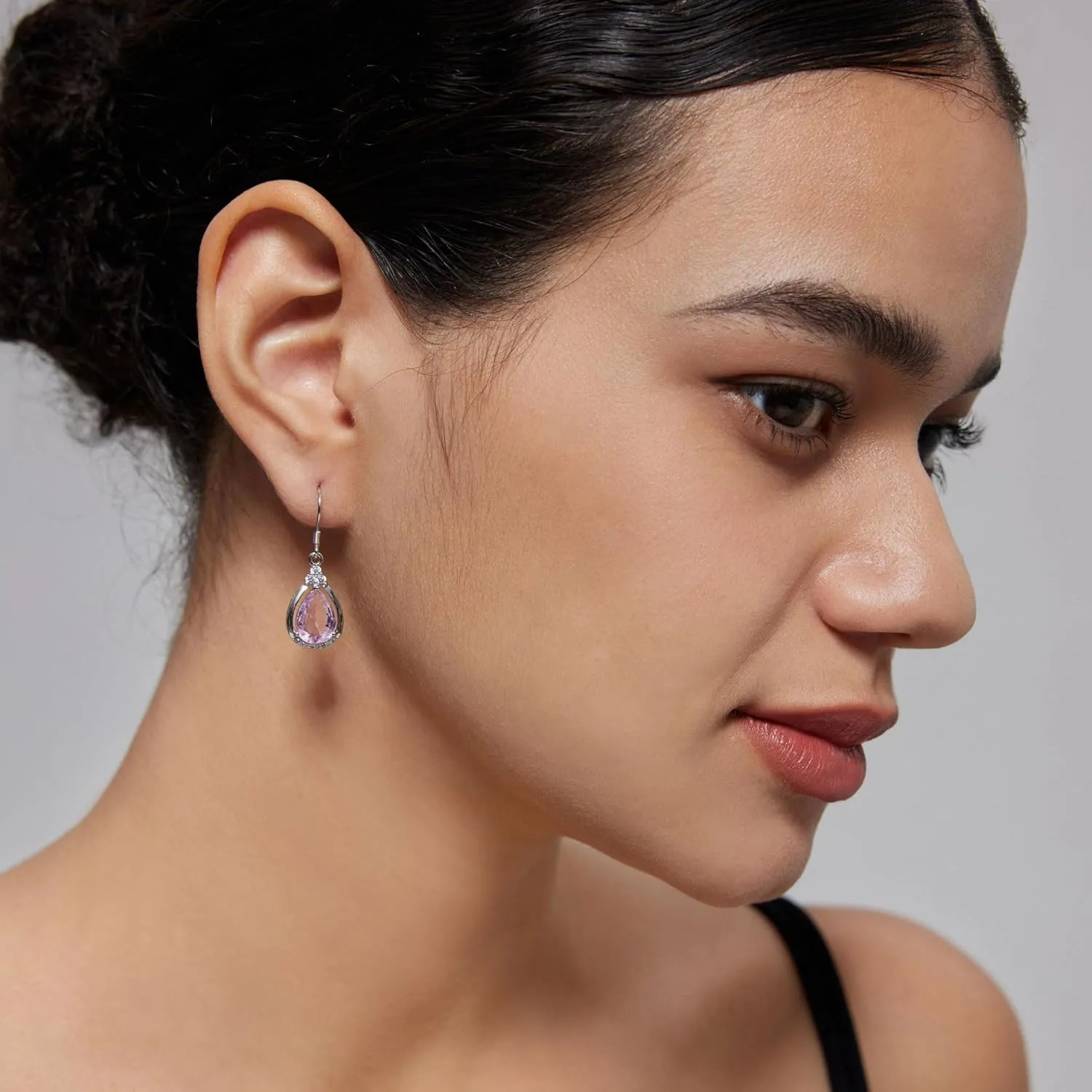 18K White Gold Plated Sterling Silver Teardrop Cubic Zirconia Drop Dangle Earrings for Women Pear Cut CZ Diamond Dangle Earrings Hypoallergenic Jewelry