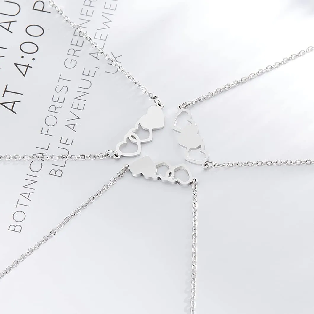 3 Sisters Bracelets Best Friends Necklace for 3 Set of 3 Heart Bracelets 3 BFF 3 Bestie Long Distance Friendship Gift