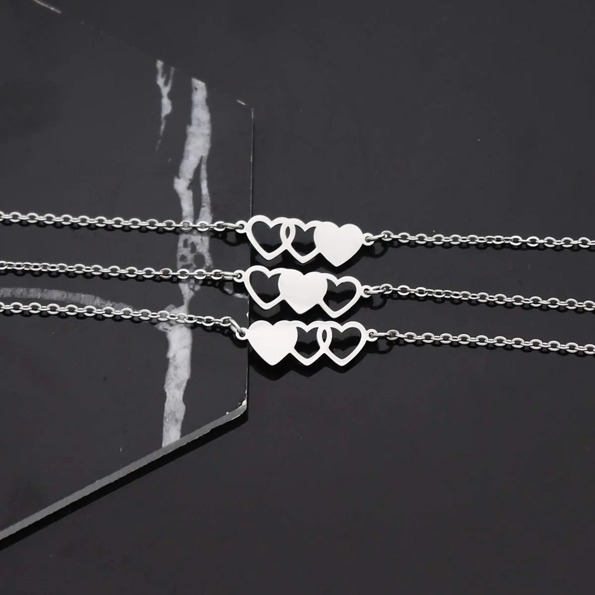 3 Sisters Bracelets Best Friends Necklace for 3 Set of 3 Heart Bracelets 3 BFF 3 Bestie Long Distance Friendship Gift