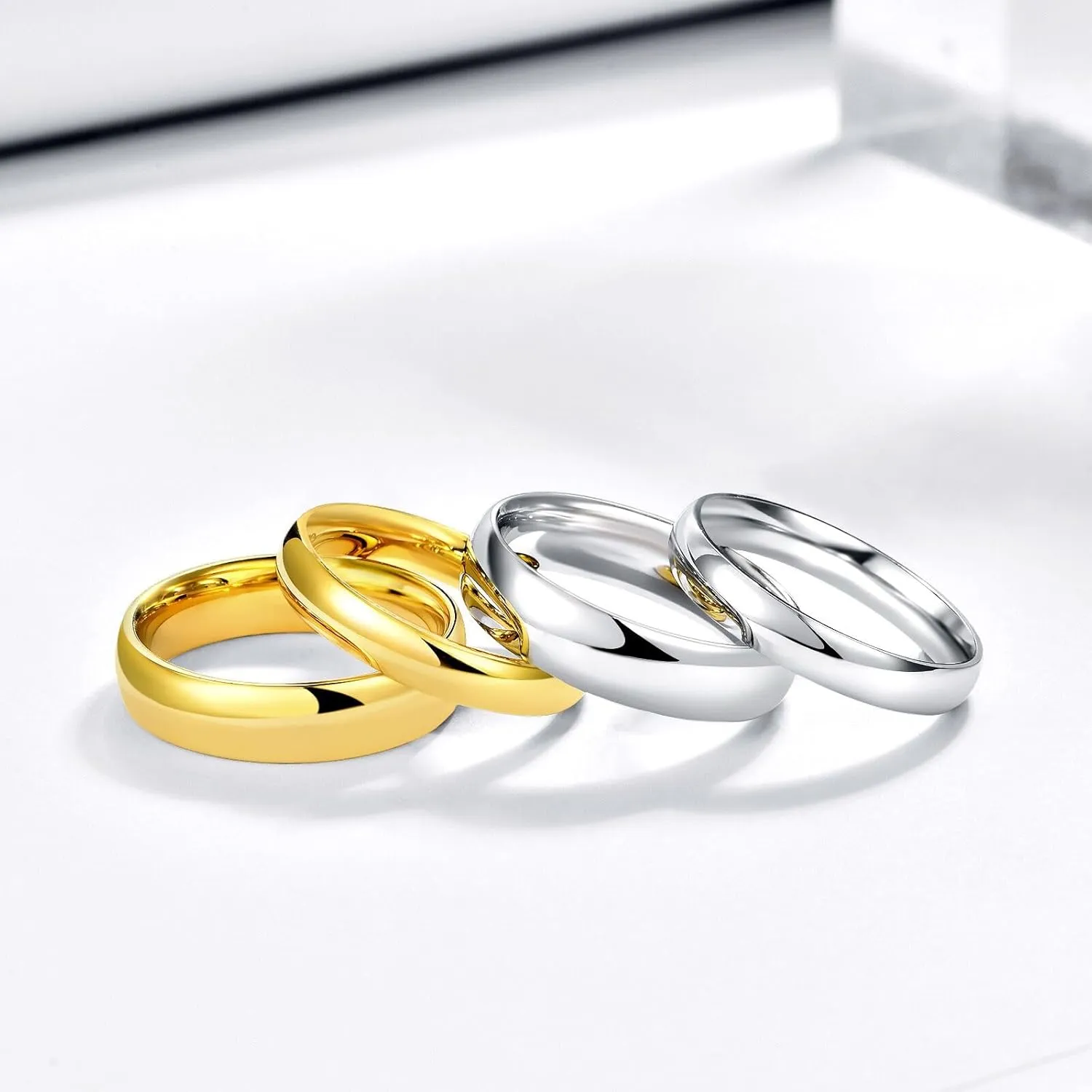 4mm 6mm Stainless Steel Ring Plain Dome High Polished Wedding Band Comfort Fit Size 4-12