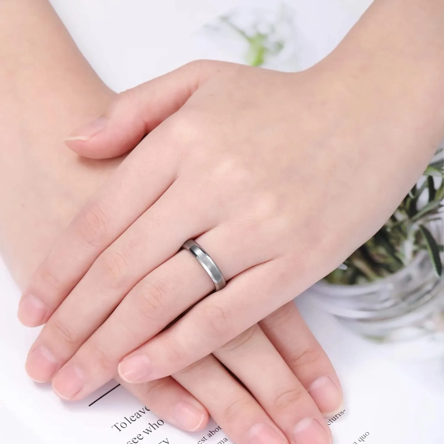 4mm/6mm Mens Rings Tungsten Rings for Women Silver Wedding Bands Brushed Polished Promise Rings for Women Engagement Ring Size 6-14