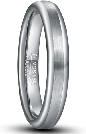 4mm/6mm Mens Rings Tungsten Rings for Women Silver Wedding Bands Brushed Polished Promise Rings for Women Engagement Ring Size 6-14