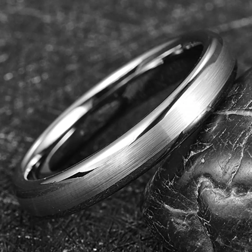 4mm/6mm Mens Rings Tungsten Rings for Women Silver Wedding Bands Brushed Polished Promise Rings for Women Engagement Ring Size 6-14