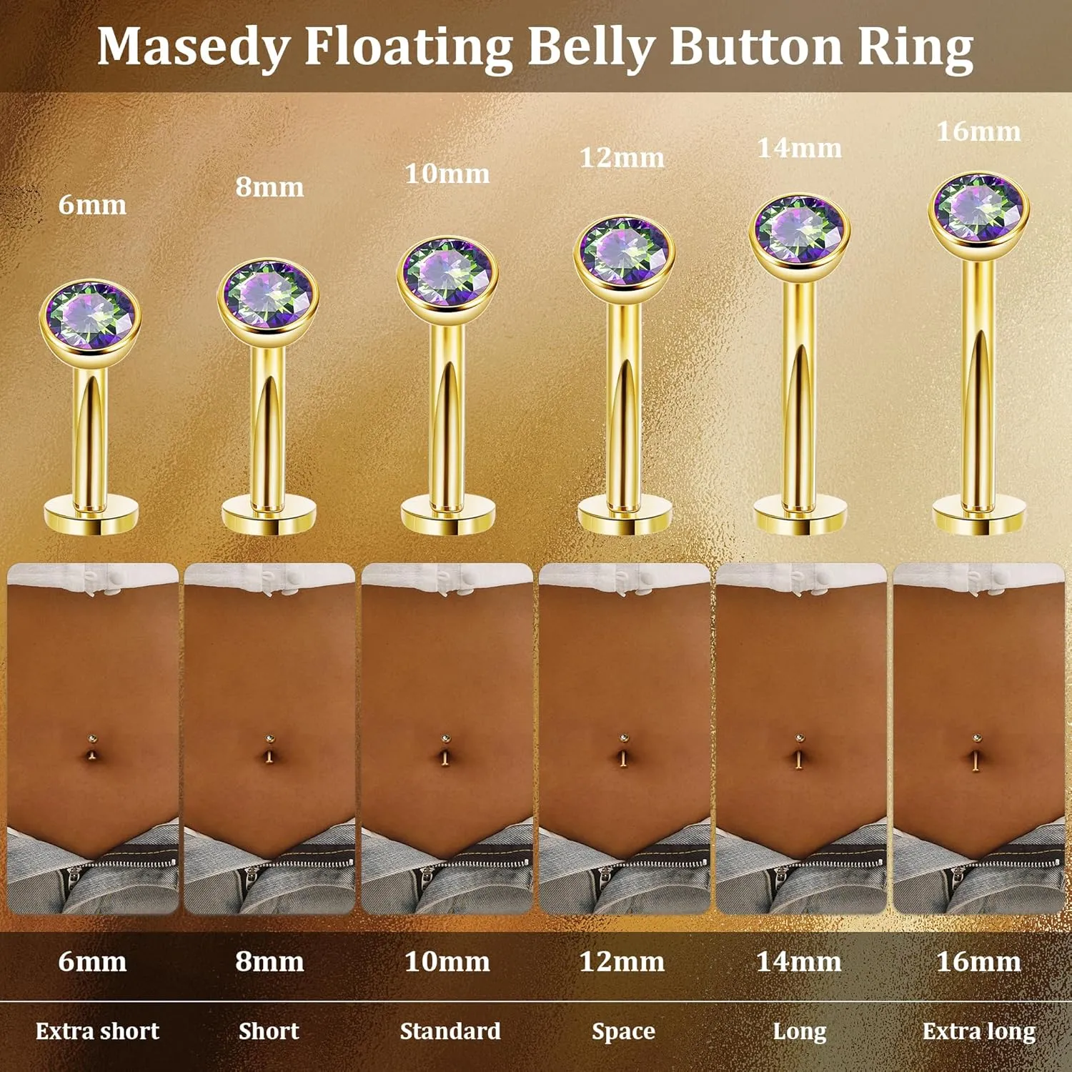 5PCS 316L Stainless Steel Floating Belly Button Rings for Women 14G Petite Flat Back CZ Belly Rings Hypoallergenic Small Opal Internally Threaded Navel Piercing Jewelry 6-16MM