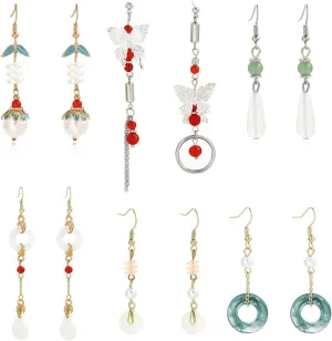 6 Pairs Vintage Ethnic Style Stud Drop Dangle Earings, Chinese Element Teardrop Earings for Women
