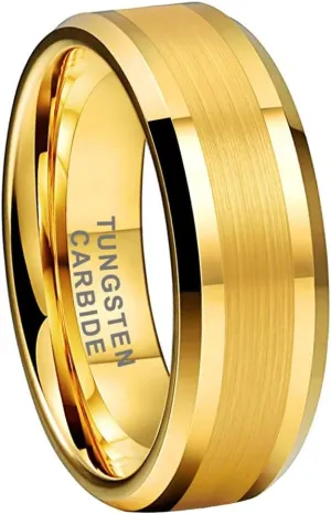 6mm 8mm Silver/Black/Gunmetal/Gold Tungsten Rings for Men Women Fashion Jewelry Engagement Wedding Bands Matte Polished Shiny Beveled Edges Comfort Fit