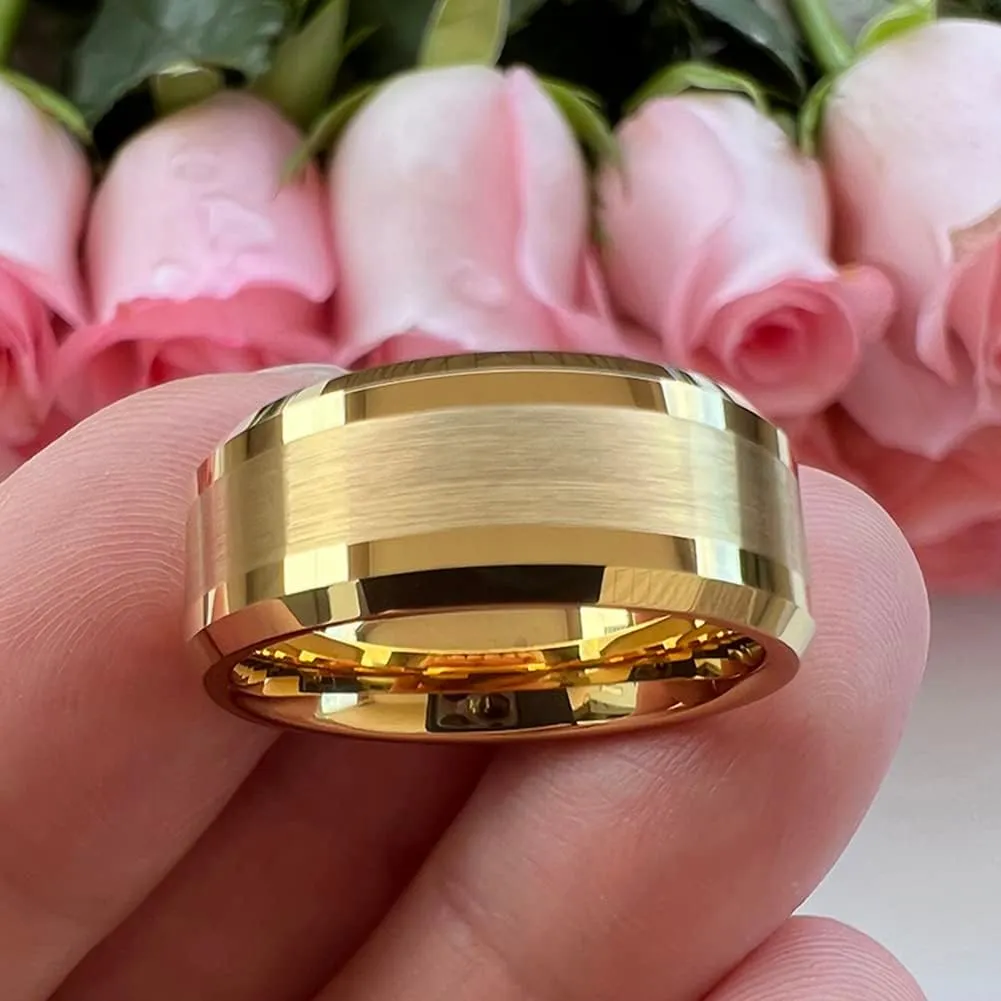 6mm 8mm Silver/Black/Gunmetal/Gold Tungsten Rings for Men Women Fashion Jewelry Engagement Wedding Bands Matte Polished Shiny Beveled Edges Comfort Fit
