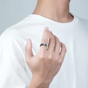 8MM Black Stainless Steel Ring Lord's Prayer Rotatable Wedding Band Spinner Fidget Christian Jesus Bible Cross Rings Anxiety Finger Stress Relief Jewelry Gifts for Men Women Boyfriend Birthday