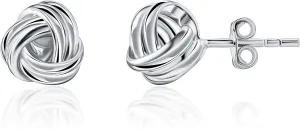 925 Sterling Silver Love Knot Earrings Jewelry Italian Design Lightweight Twisted Love Knot Stud Earrings for Women