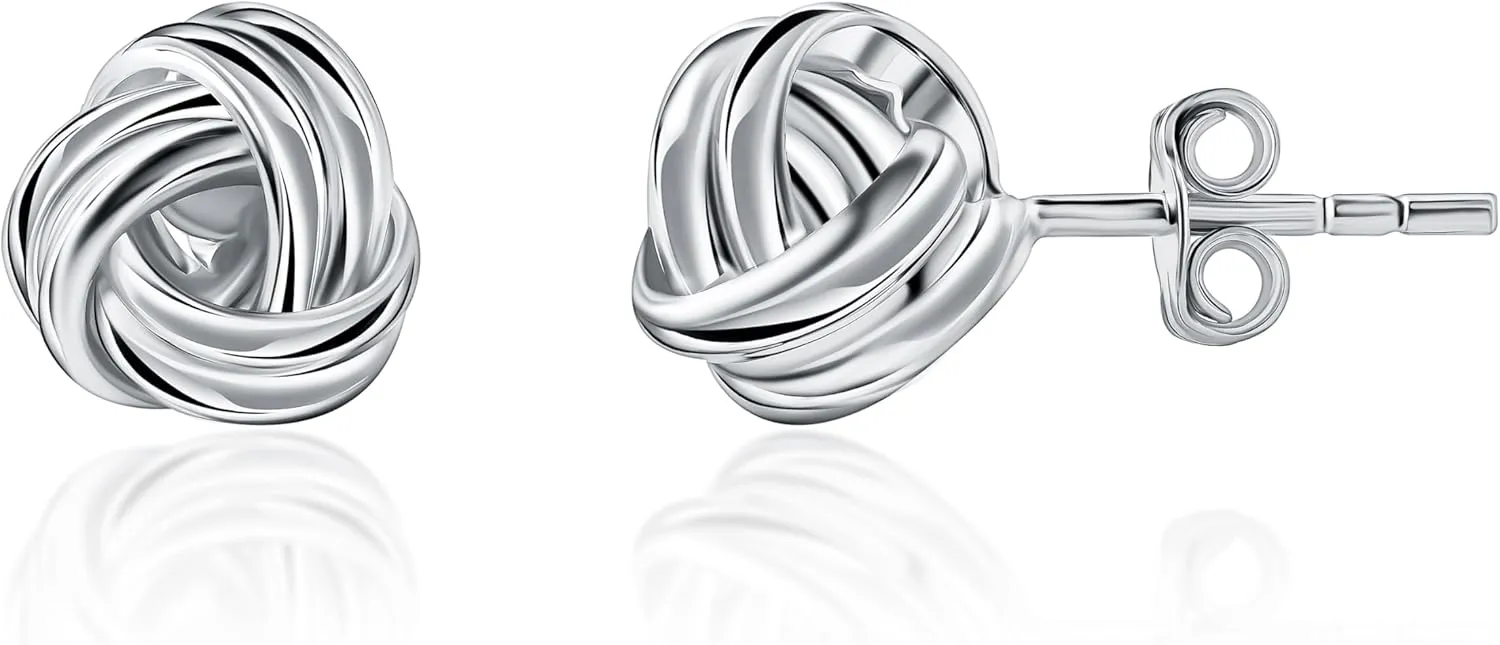 925 Sterling Silver Love Knot Earrings Jewelry Italian Design Lightweight Twisted Love Knot Stud Earrings for Women