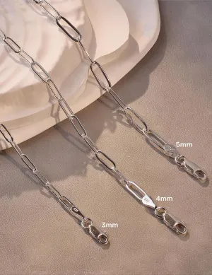 925 Sterling Silver Paperclip Bracelets 3/4/5mm Silver/Gold Bracelets for Women Paperclip Chain Bracelet for Men 6.5-9 Inches