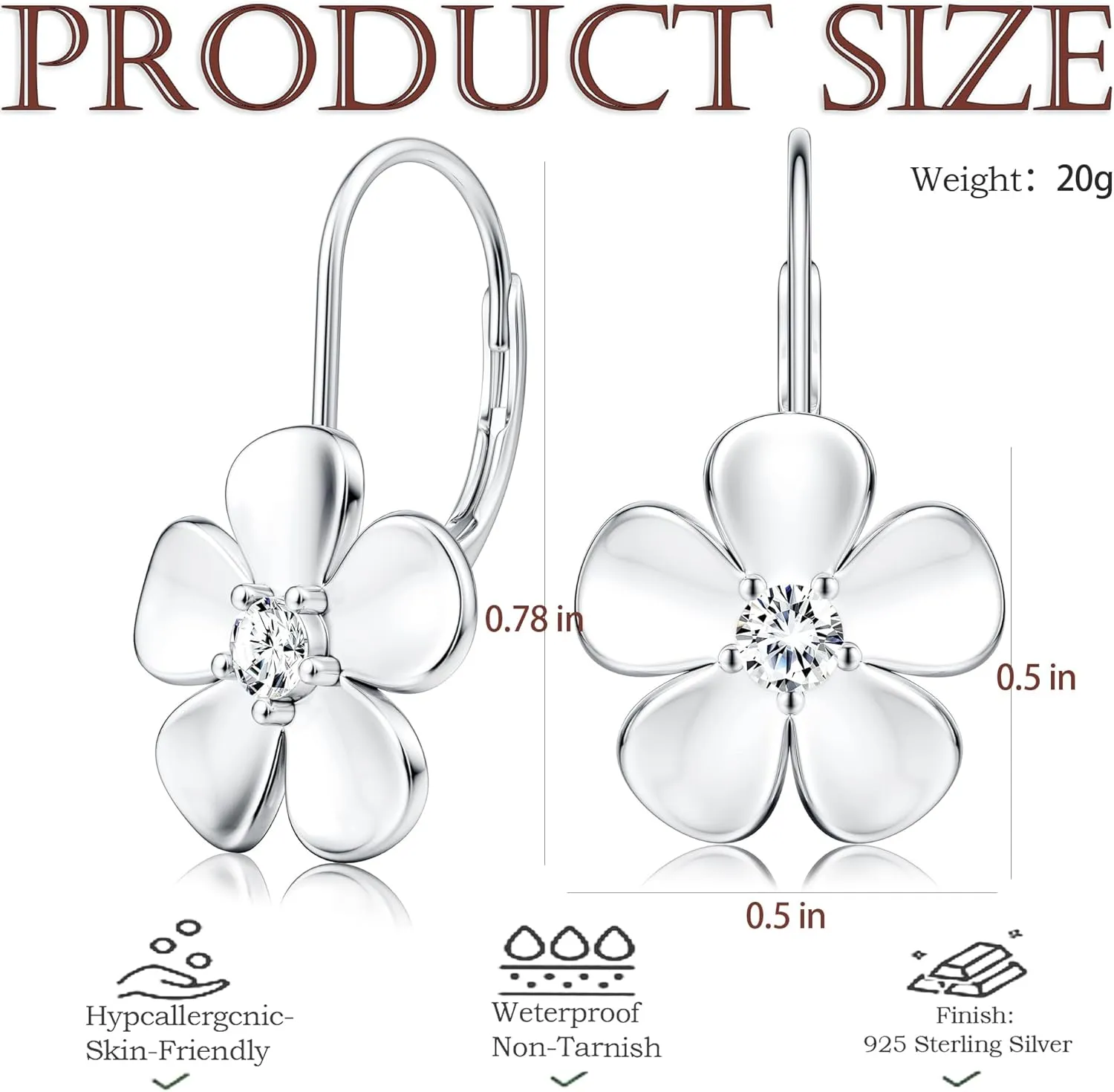 925 Sterling Silver Plumeria Flower Hoop Earrings for Women  18K Gold Plated Hypoallergenic Dangle Earrings, Lightweight Leverback Jewelry for Sensitive Skin, Valentines Day Gifts