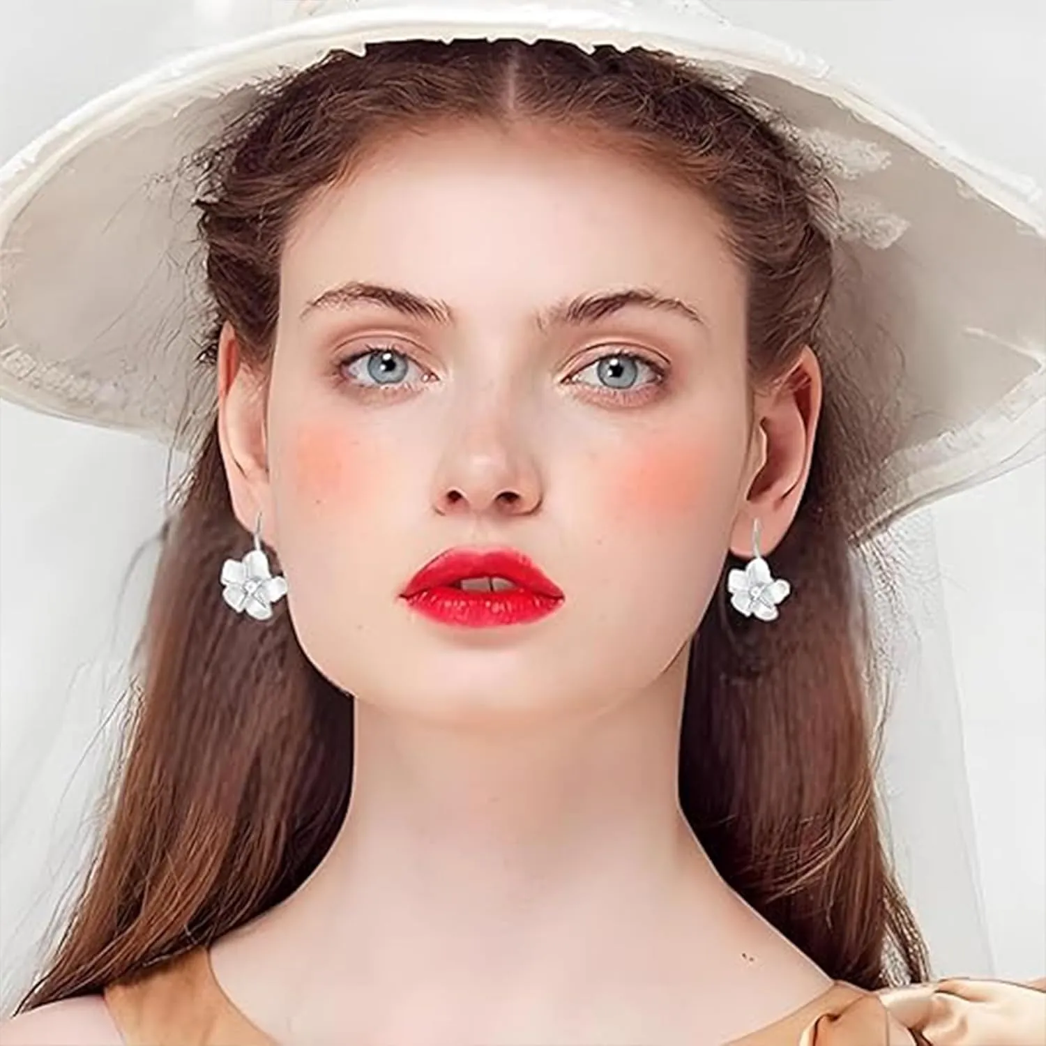 925 Sterling Silver Plumeria Flower Hoop Earrings for Women  18K Gold Plated Hypoallergenic Dangle Earrings, Lightweight Leverback Jewelry for Sensitive Skin, Valentines Day Gifts