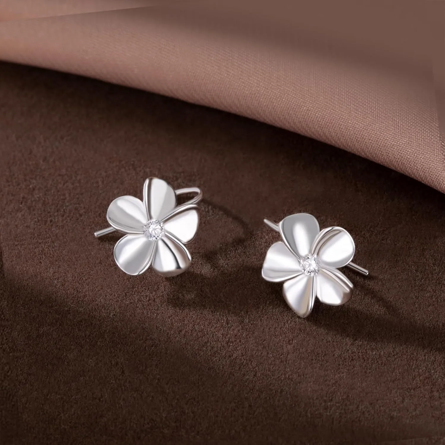 925 Sterling Silver Plumeria Flower Hoop Earrings for Women  18K Gold Plated Hypoallergenic Dangle Earrings, Lightweight Leverback Jewelry for Sensitive Skin, Valentines Day Gifts