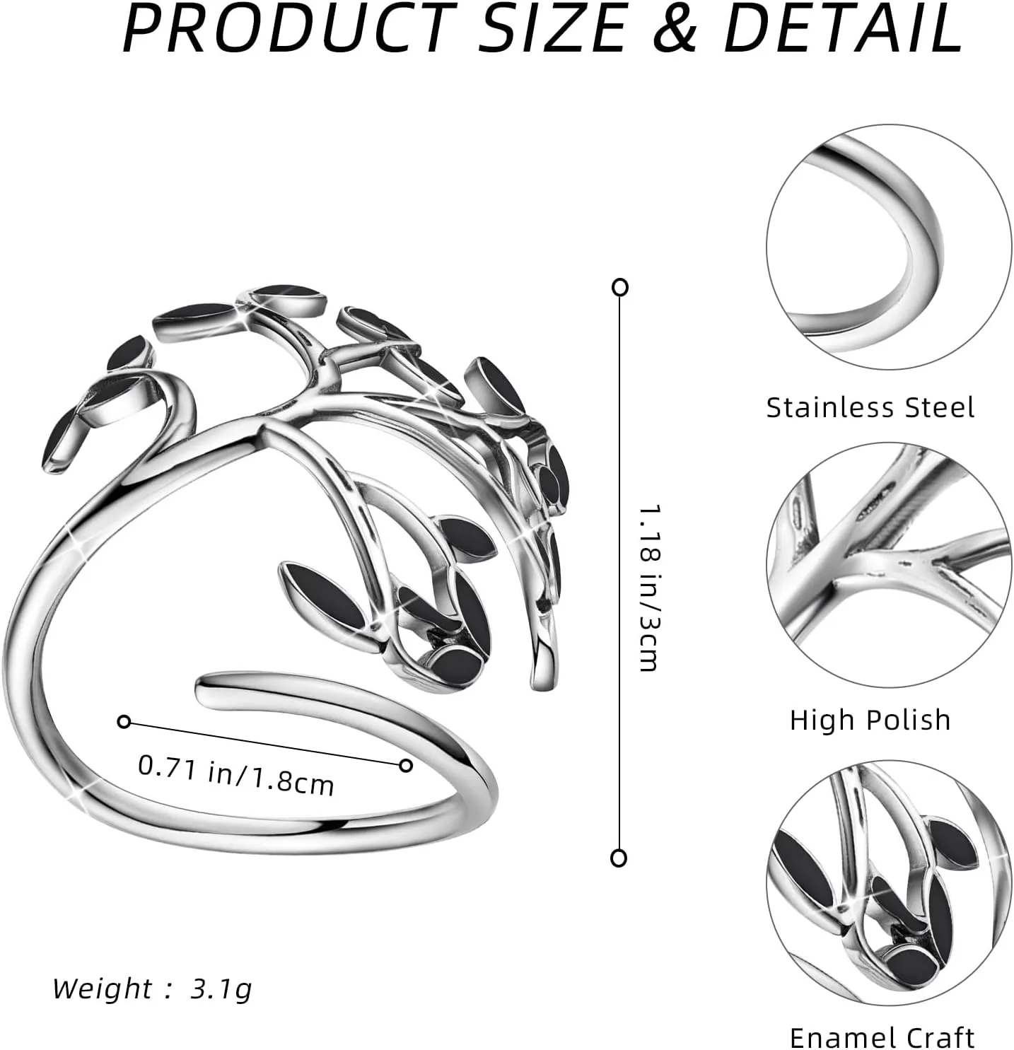 925 Sterling Silver Rings Tree of Life Ring Personalized Rings Branch Ring Enamel Ring Adjustable Rings Jewelry Gifts for Women