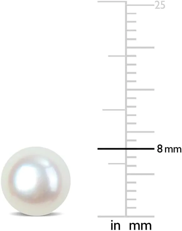 925 Sterling Silver White Cultured Freshwater Pearl Stud Earrings - A  Quality, for Men & Women - Available in Sterling Silver or Yellow Gold Plated - Sizes 6mm, 7mm, 8mm
