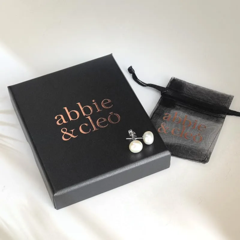 925 Sterling Silver White Cultured Freshwater Pearl Stud Earrings - A  Quality, for Men & Women - Available in Sterling Silver or Yellow Gold Plated - Sizes 6mm, 7mm, 8mm