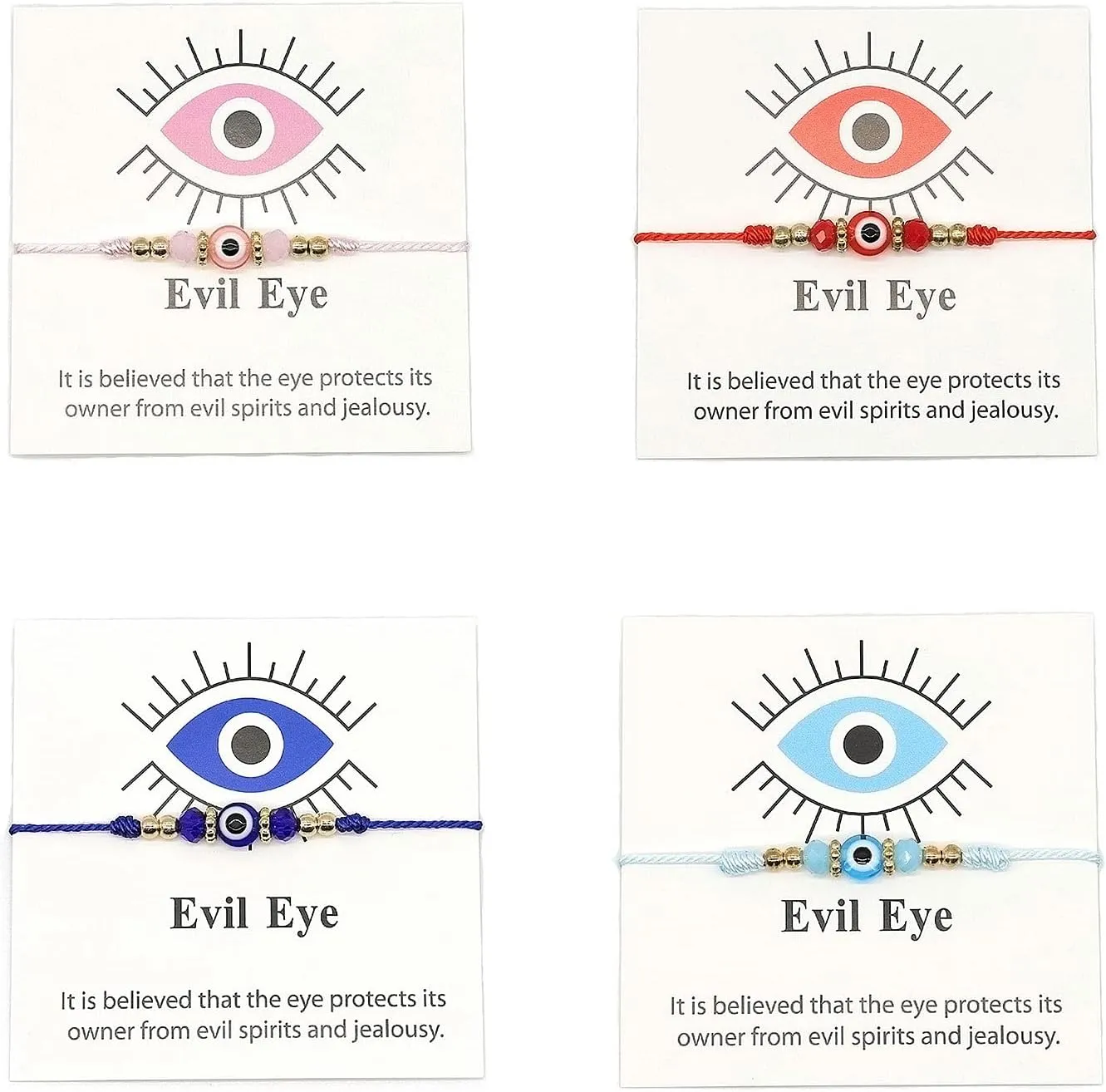Adjustable String Red Blue Evil Eye Bracelets for Women Men Handmade Charm Lucky Kabbalah Bracelets Gift for Protection Friendship