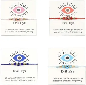 Adjustable String Red Blue Evil Eye Bracelets for Women Men Handmade Charm Lucky Kabbalah Bracelets Gift for Protection Friendship