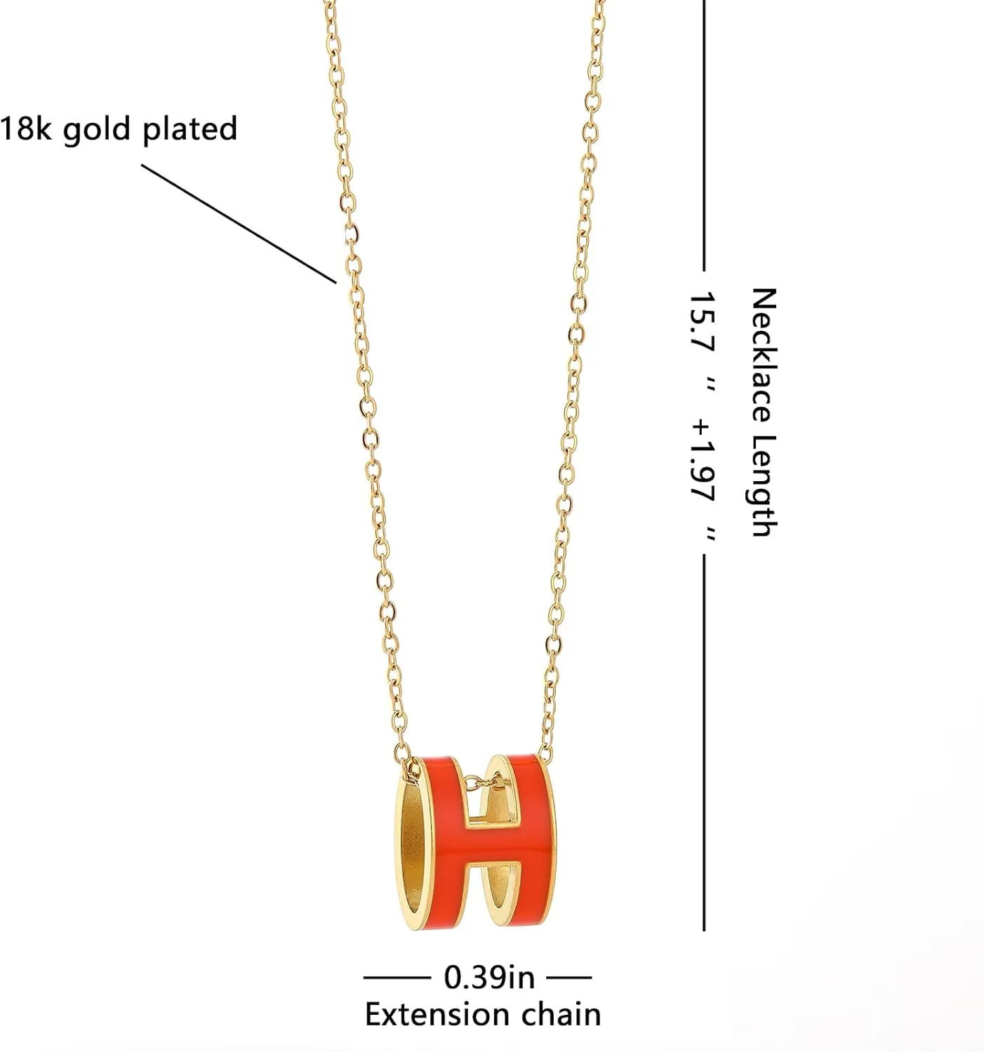 AIMADE H Necklace for Women18K Gold Plated Classic Letter Design Cute Fashion Necklace Pendant Jewelry Gifts for Women
