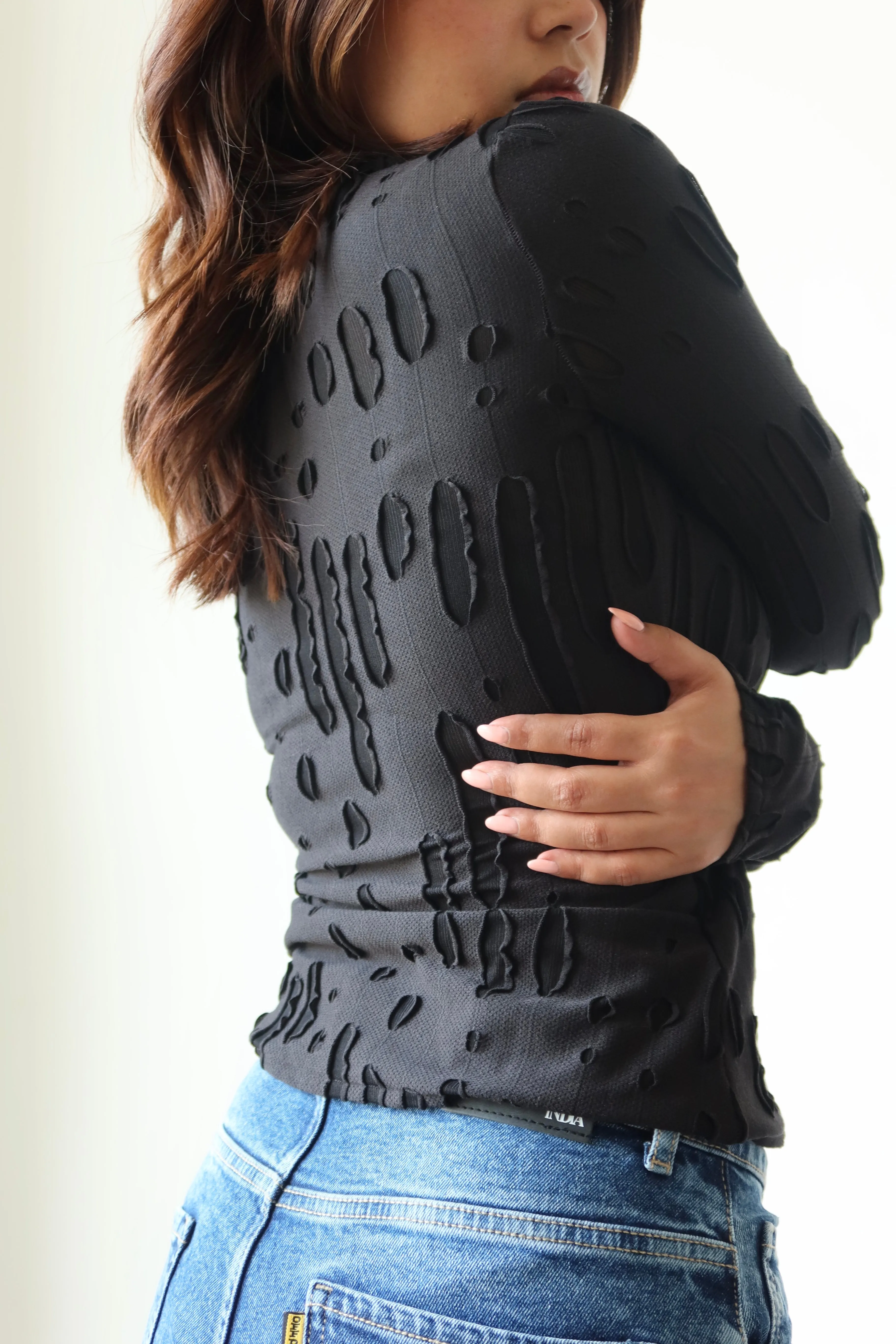 Amberline Ripped Fitted Top
