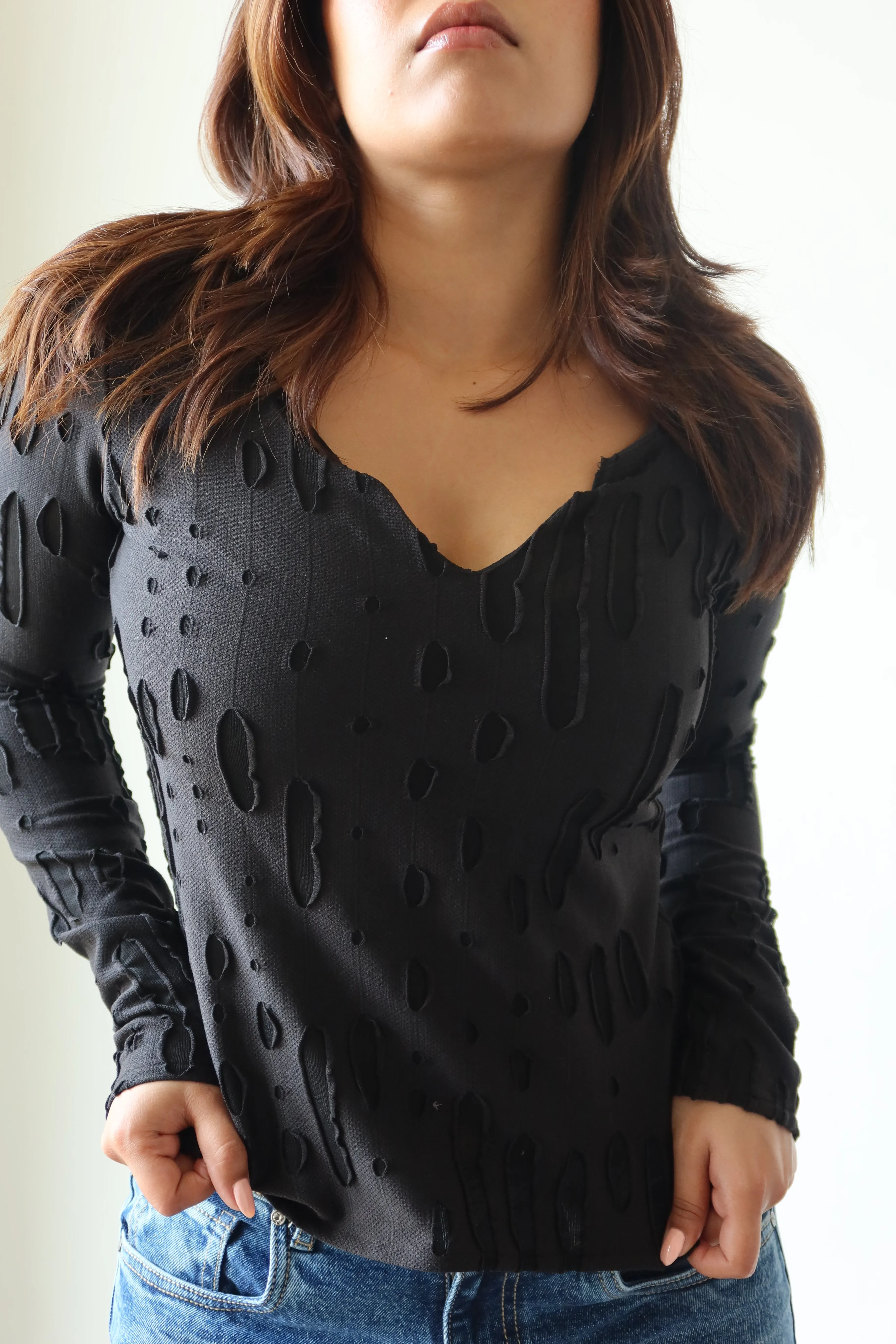Amberline Ripped Fitted Top