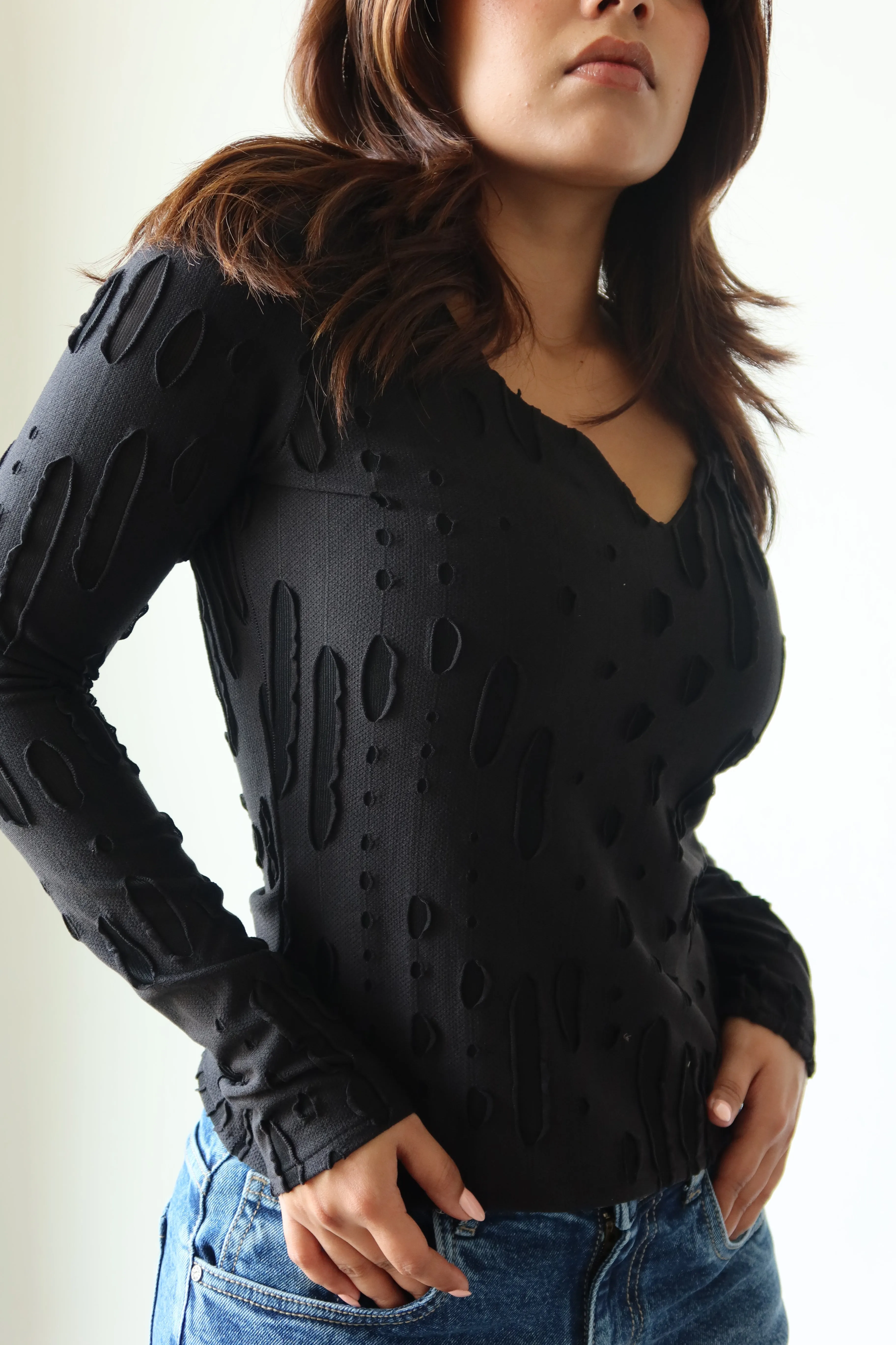 Amberline Ripped Fitted Top