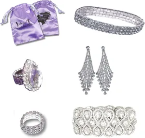 Angel Competition Bikinis Pro Bodybuilding Competition Jewelry Set  Sparkling Rhinestone Jewelry with Chandelier Earrings, Bracelets & Rings  Feature Jewelry Bags for Female Athletes