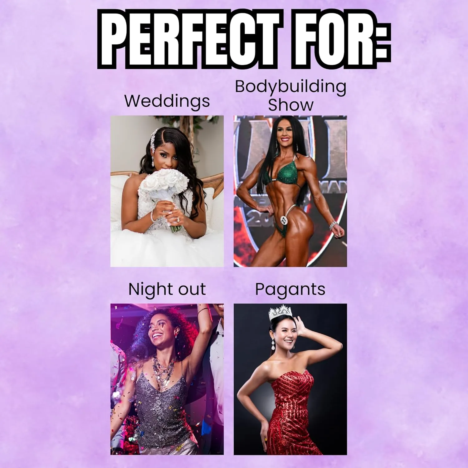 Angel Competition Bikinis Pro Bodybuilding Competition Jewelry Set  Sparkling Rhinestone Jewelry with Chandelier Earrings, Bracelets & Rings  Feature Jewelry Bags for Female Athletes