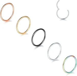 Aumeo 14G 16G 18G 20G Nose Ring Hoop Stainless Steel Hinged Segment Rings Hoops Nose Clicker Ring Tragus Helix Cartilage Daith Rook Earring Piercing Jewelry for Women Men
