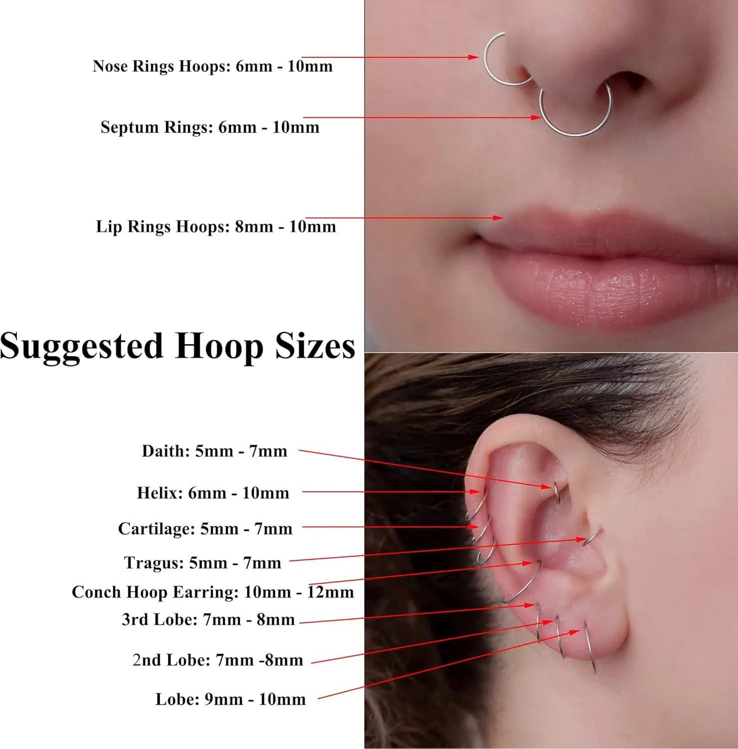 Aumeo 14G 16G 18G 20G Nose Ring Hoop Stainless Steel Hinged Segment Rings Hoops Nose Clicker Ring Tragus Helix Cartilage Daith Rook Earring Piercing Jewelry for Women Men