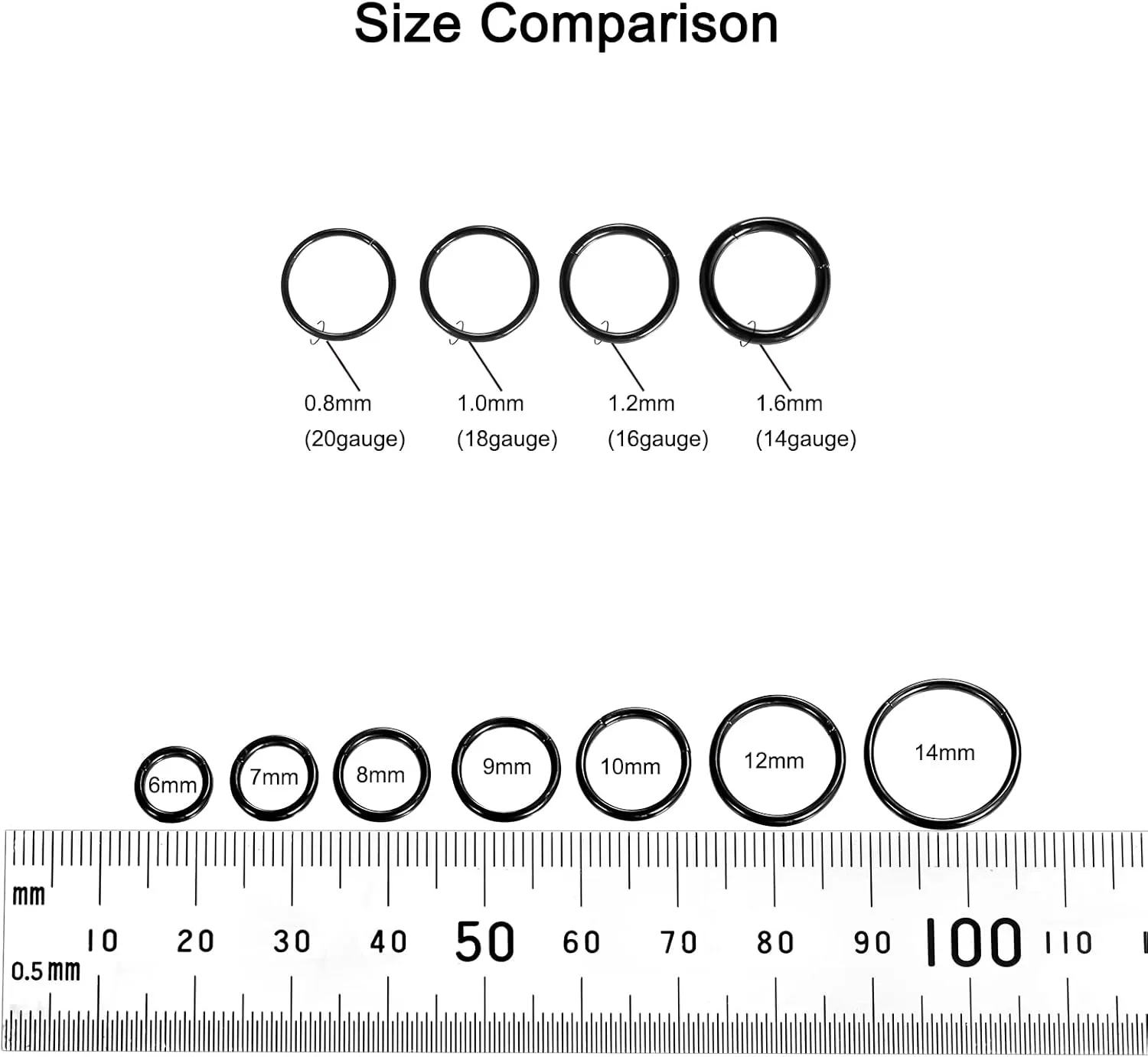 Aumeo 14G 16G 18G 20G Nose Ring Hoop Stainless Steel Hinged Segment Rings Hoops Nose Clicker Ring Tragus Helix Cartilage Daith Rook Earring Piercing Jewelry for Women Men