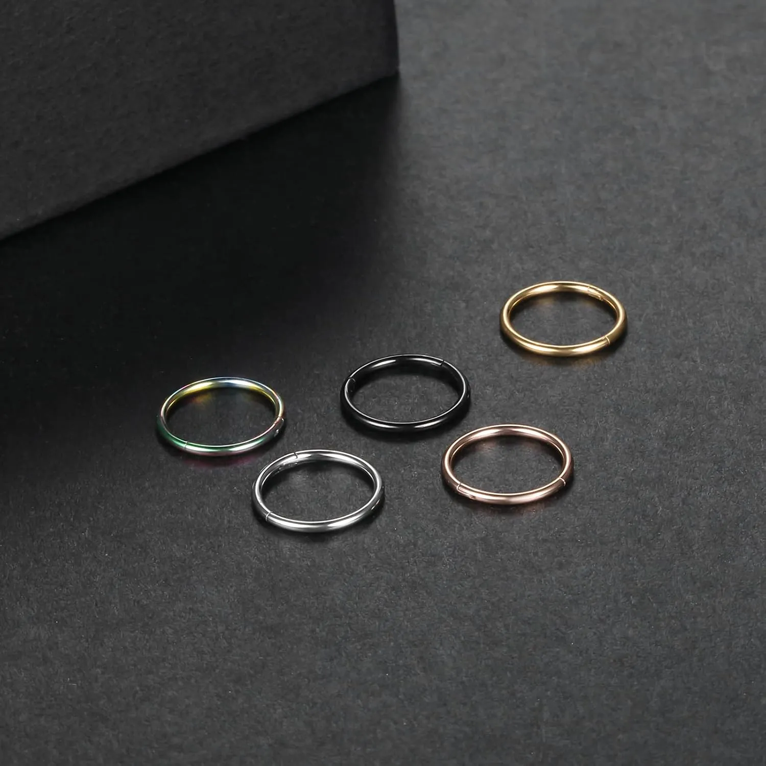 Aumeo 14G 16G 18G 20G Nose Ring Hoop Stainless Steel Hinged Segment Rings Hoops Nose Clicker Ring Tragus Helix Cartilage Daith Rook Earring Piercing Jewelry for Women Men