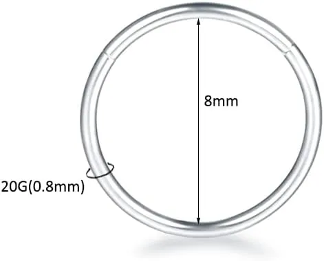 Aumeo 14G 16G 18G 20G Nose Ring Hoop Stainless Steel Hinged Segment Rings Hoops Nose Clicker Ring Tragus Helix Cartilage Daith Rook Earring Piercing Jewelry for Women Men