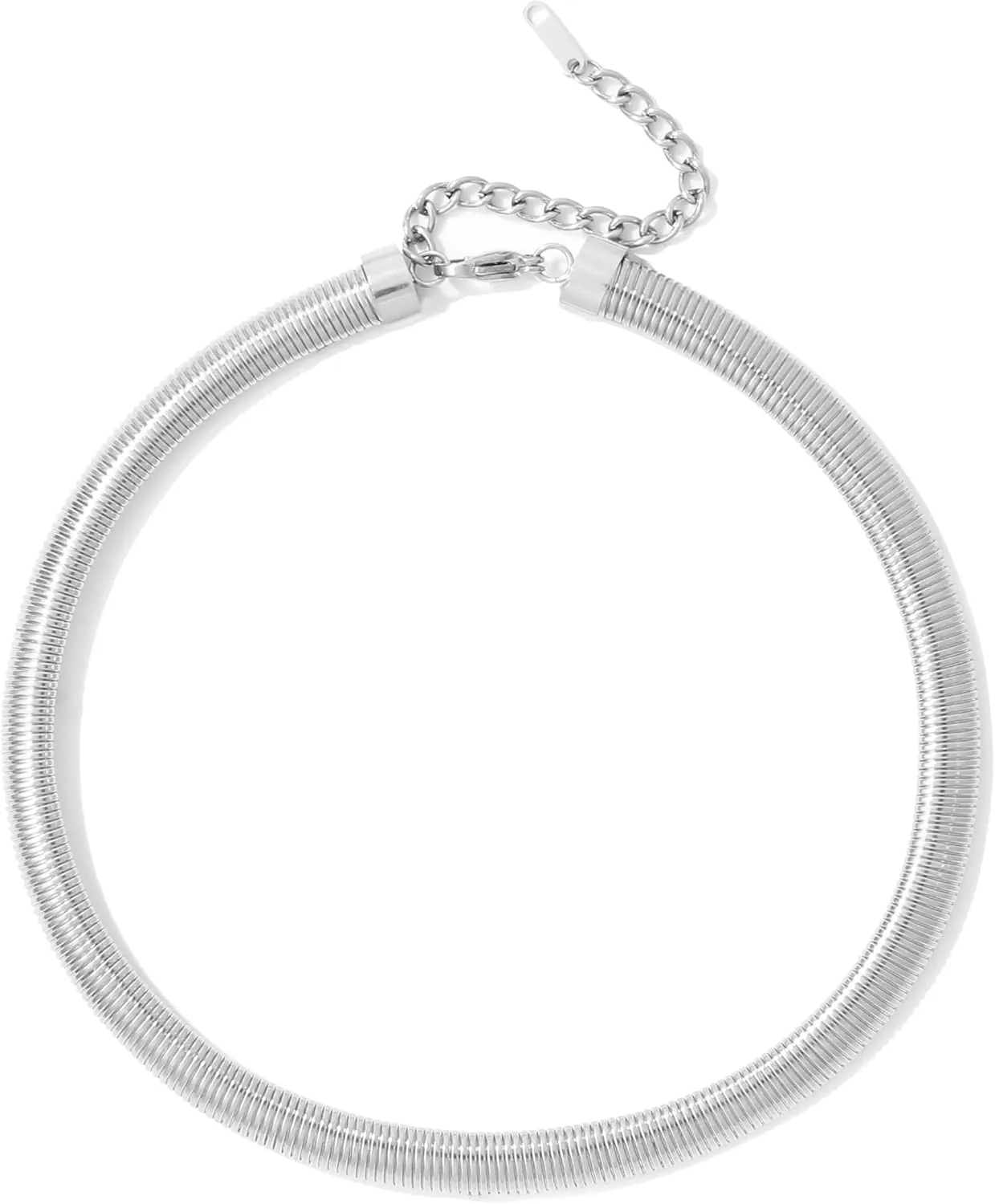 Badu Chunky Gold Stainless Steel Choker Necklace For Women Stretch Snake Shain Non Tarnish Gold Triple Necklace