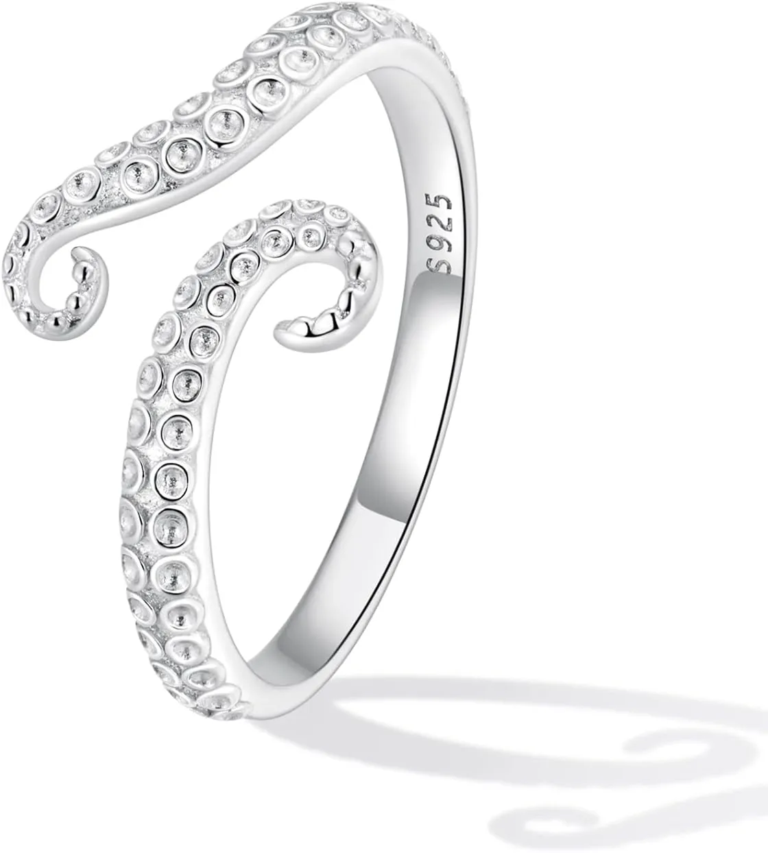 BISAER Snake Ring Adjustable Rings For Women 925 Sterling Silver Evil Eye Rings Gothic Vintage Octopus Dragonfly Moon Cat Stackable Ring For Women