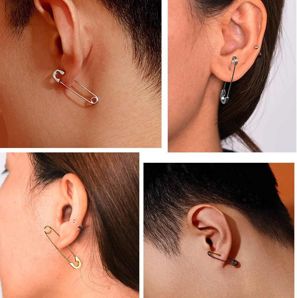 Black Gold Stainless Steel Earring Set for Men Women Goth Gothic Jewelry Punk Spiked Spike Earrings(with Box)