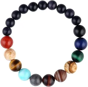 Black Lava Stone 7 Chakra Bracelets Rock Bead Elastic Natural Stones Gemstones Yoga Beads Bracelets for Men Women Jewelry
