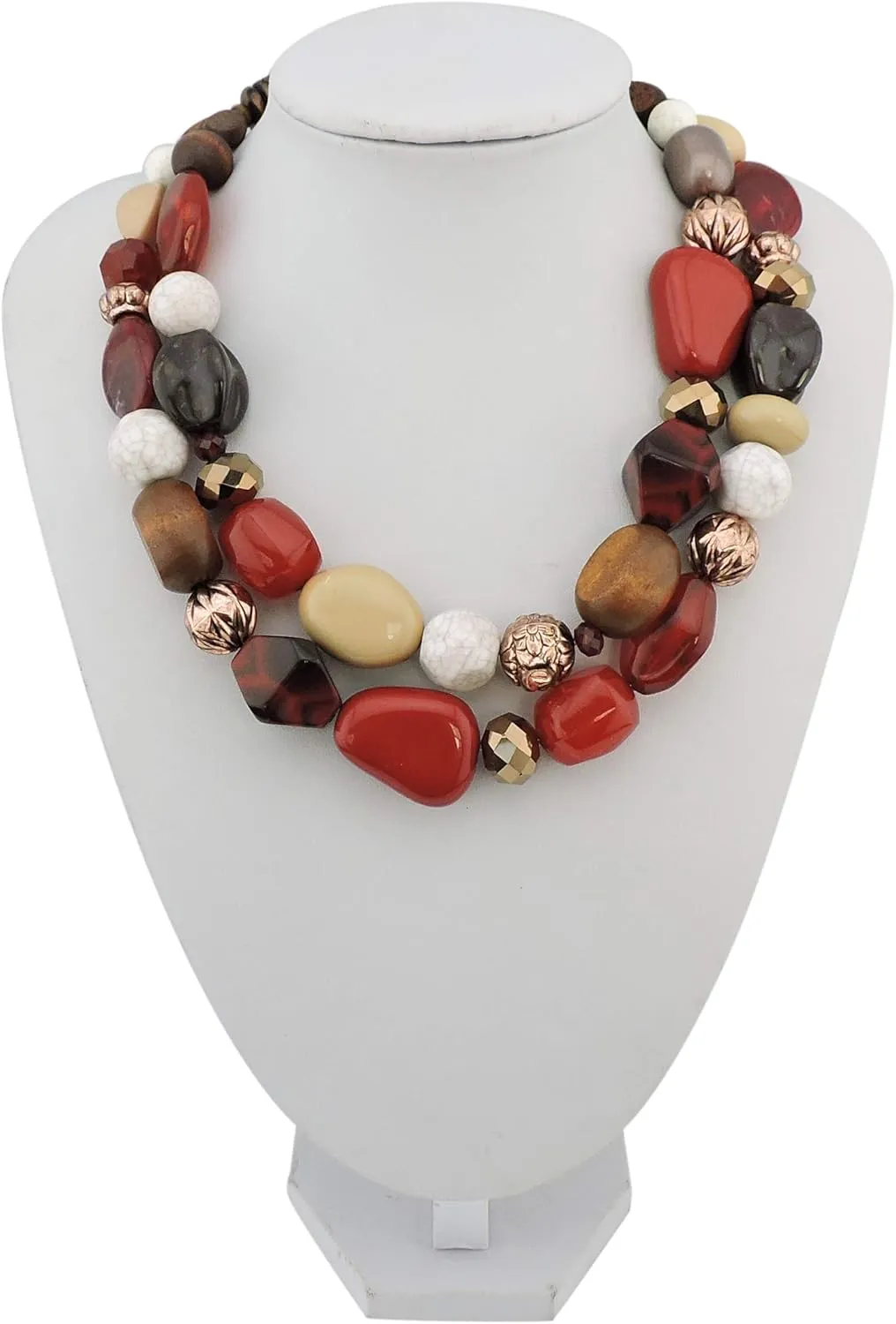 Bocar Chunky Necklaces for Women Trendy, 2 Layer Statement Necklace Fashion Collar Necklace, Handmade Costume Jewelry Women Gifts