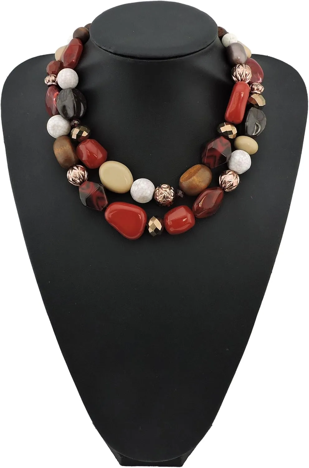 Bocar Chunky Necklaces for Women Trendy, 2 Layer Statement Necklace Fashion Collar Necklace, Handmade Costume Jewelry Women Gifts