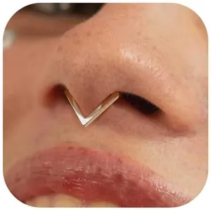 BodyBonita 16G Gold/Silver Triangle Septum Rings Piercings - 316L Stainless Steel Nose Rings Hoops CZ Nostril Piercing Jewelry Clicker Hoop Daith Conch Tragus Rook Earring for Women Men 6/8/10mm