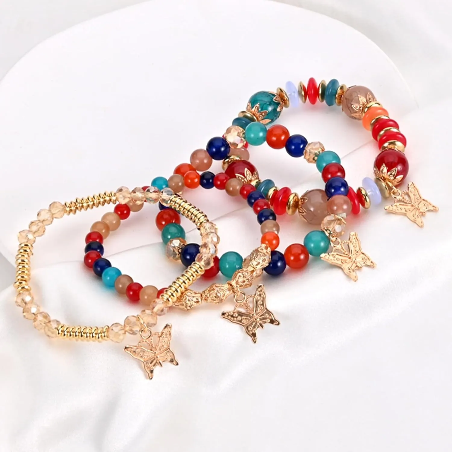 Bohemian Bracelet Sets for Women - 6 Sets Stackable Stretch Bracelets Multi-color Boho Jewelry for Women Hippie Bracelets Dainty Jewelry