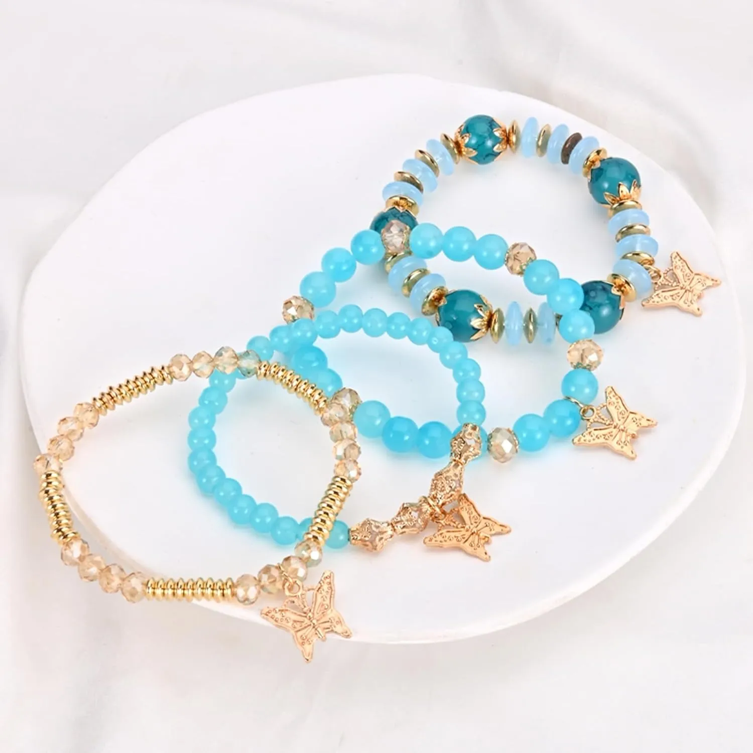 Bohemian Bracelet Sets for Women - 6 Sets Stackable Stretch Bracelets Multi-color Boho Jewelry for Women Hippie Bracelets Dainty Jewelry