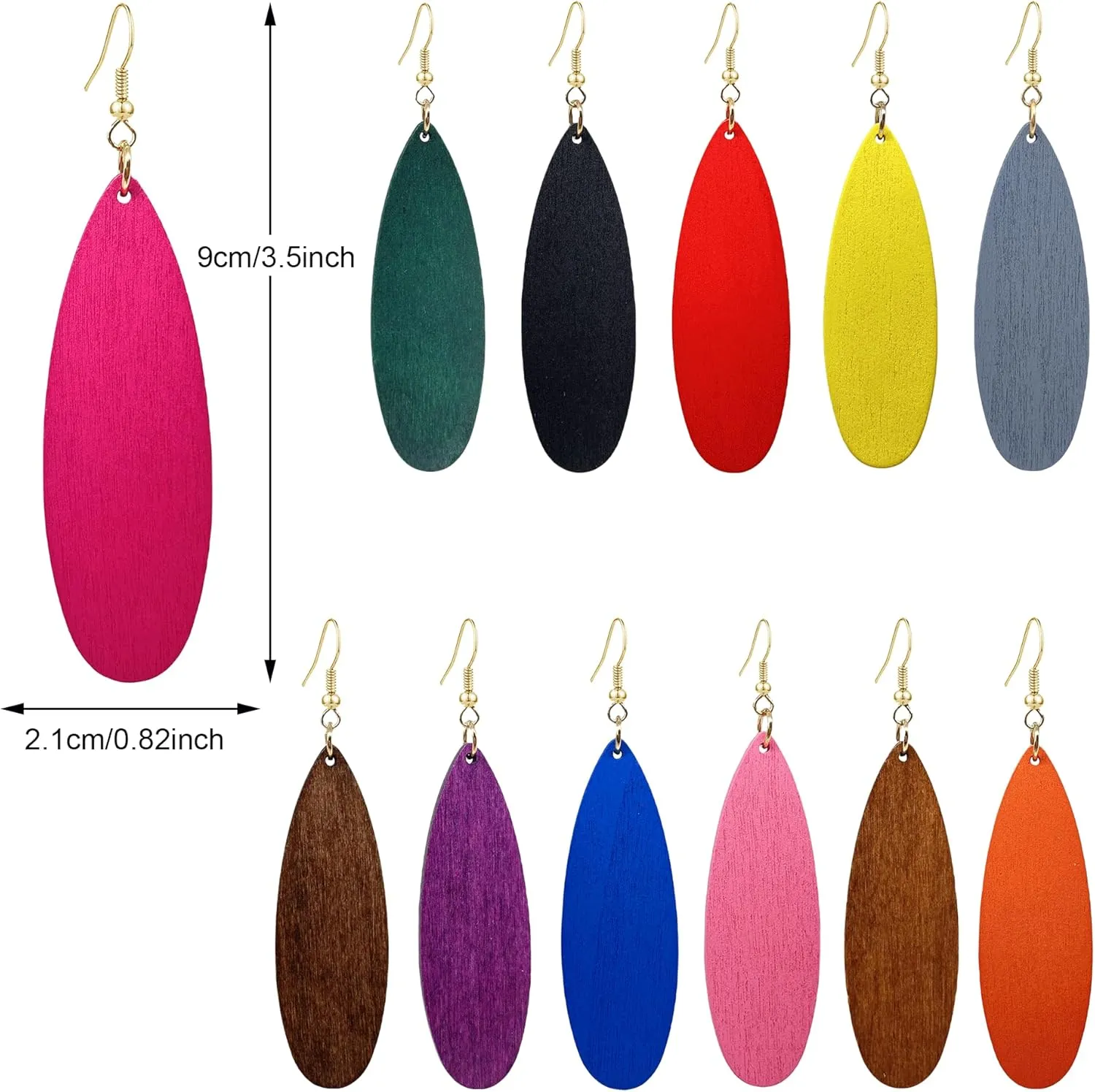 Bohemian Wooden Earrings for Women African Natural Wood Teardrop Dangle Drop Earrings Lightweight Handmade Wood Geometric Earrings Sets Jewelry