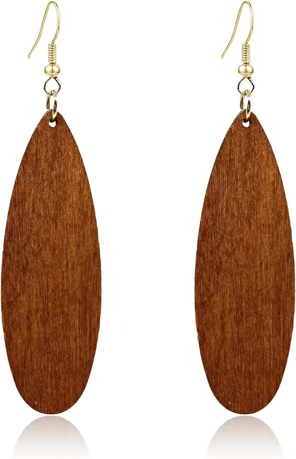 Bohemian Wooden Earrings for Women African Natural Wood Teardrop Dangle Drop Earrings Lightweight Handmade Wood Geometric Earrings Sets Jewelry